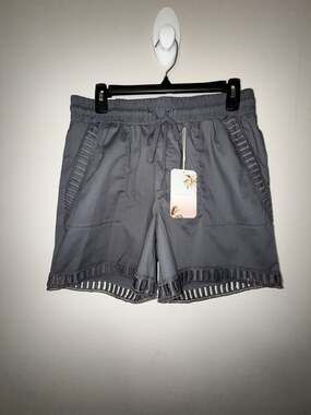 Palm Rio Charcoal Lace Trim Drawstring Shorts Size S